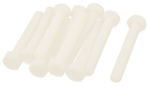 Ruilogod Vis en plastique en nylon Hexagon M10 x 70mm à vis en plastique de 10pcs