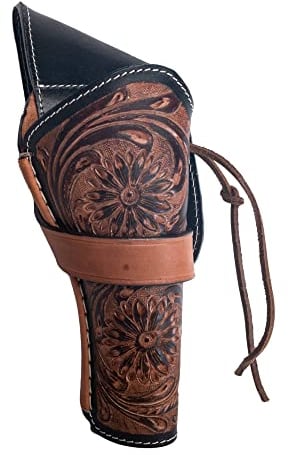 Hulara Full Grain Buff Leather Cross Draw Holster Gun Holder 22 .38/357 .44/45 Cal Revolver Gun Western Holster Fit 4 to 8 Revolver Holster