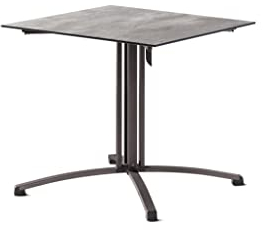 SIEGER Gastro-Tisch mit Säulenklapp-Gestell und Polytec® Platte, Gestell eisengrau, Platte Beton Hell