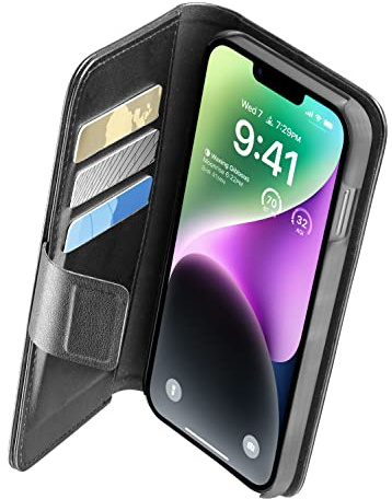 cellularline - Book Agenda - iPhone 14 - Eleganz und Funktionalität in Einer einzelnen Lösung mit integrierter antibakterieller Technologie