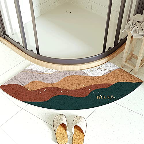 KAYBTNT Eckdusche Duschvorleger, 100 x 45 cm Badezimmerteppich Gebogene Badematte, Halbrund Duschvorleger, Waschbar Badvorleger rutschfest Duschmatte Badteppich,Style h