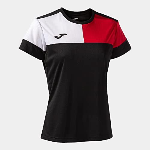Joma Kurzarmshirt Frau Crew V schwarz rot Weiss
