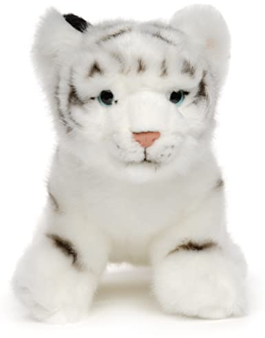 Uni-Toys - Weißer Tiger Baby, sitzend - 24 cm (Länge) - Plüsch-Wildtier - Plüschtier, Kuscheltier, Weiß