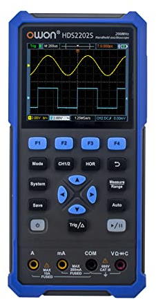 HDS2202S 3-in-1-Handheld-Digital-Oszilloskop-Multimeter-Wellenformgenerator 200 1 GSa/s Zweikanal-Oszilloskop True RMS 20000 Counts Multi Tester 3,5-Zoll-Farb-LCD Wiederaufladbare
