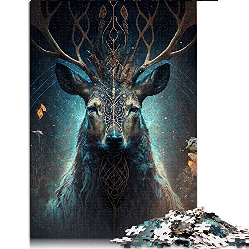 1000 Teile Puzzle Fantasy Hirsch Puzzles Holzpuzzle Lernen Lernspielzeug (Größe 50x75cm)