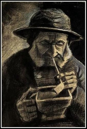 Pescador con tubo Sou Wester y sartén de carbón 1883 de Vincent Van Gogh, kits de pintura por números para adultos y niños, pintura al óleo digital, lienzo para decoración del hogar, 40 x 50 cm