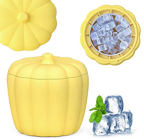 SOSSEG Ice bucket, Silicone Pumpkin Ice Bucket Ice Tray Champagne Whisky Beer Ice Cube Maker Portable Bucket with Lid Large Ice Bucket Beer Tools