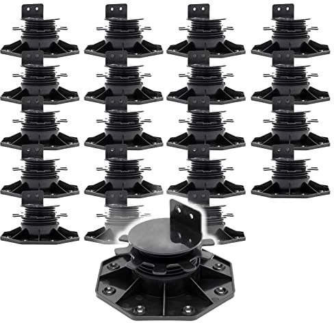 XPOtool Lot de 20x Plots de terrasse – Charge 2700 kg – Hauteur réglable 33-64 mm – en PP – Pieds de support pour Lames Dalles Lambourdes