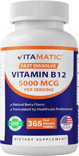 Vitamin B12, Natural Berry, 365 Fast Dissolve Tablets (2,500 mcg per Tablet), Vitamatic