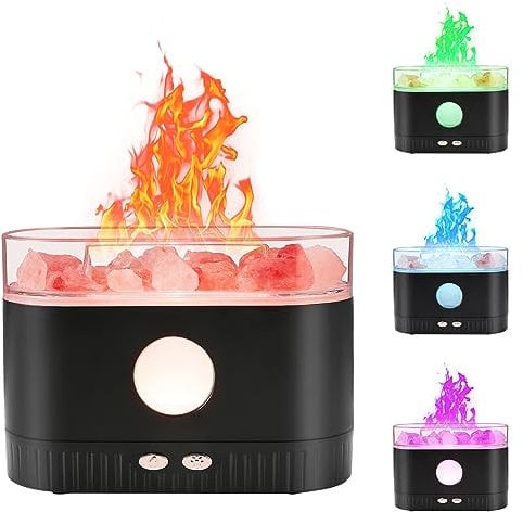 Flame Essential Oil Diffuser,7Colour Lights Aromatherapy Diffuser,Super Quiet Air Humidifier,Humidifier for Bedroom,Electric Aroma Diffuser 200ml,Diffusers for Home Room Baby Office,Office,Travel,Spa
