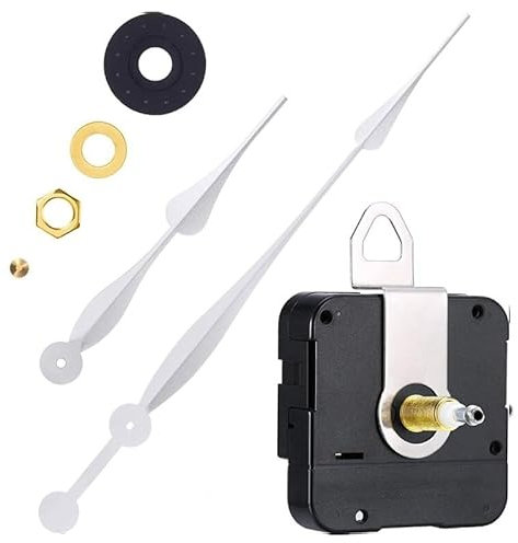 CABLEPELADO Mecanismo Movimiento Reloj Cuarzo silencioso, Kit de reparación de Reloj, Reloj creación 3D, manijas Reloj, Movimiento del Reloj, Aguja Minutos 203 mm, Aguja Horas 305 mm, Plateado
