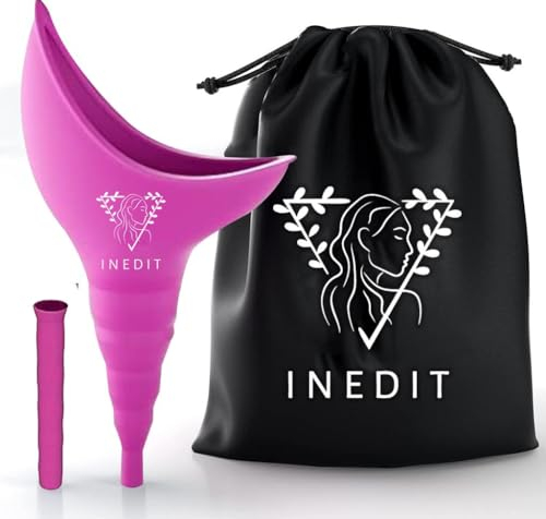nedit Pisse Debout Femme - Urinoir Femme - Urinoir Portatif en Entonnoir Pratique Et Réutilisable - Pipi Debout - Sac à Cordon de Serrage Offert - Qualité Approuvée (Violet)