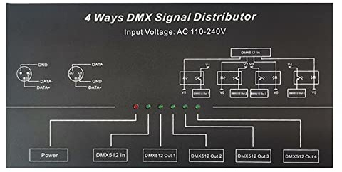 Micvtve DMX512 Verstärker-Splitter DMX512 Signalverstärker 1CH DMX121 4CH 4 Ausgänge DMX124 Signalverteiler, AC100V-240V