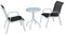 Homgoday 3-TLG. Bistroset Gartenmöbel Set Stühle und Tisch Sitzgruppe Balkonset Essgruppe Gartengarnitur Garnitur für Garten Terrasse Balkon Hof Schwarz Stahl