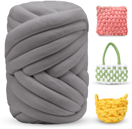 LEREATI Armstricken Wolle 500g Dicke Wolle zum Handstricken Chunky Yarn Schlauchgarn Häkelwolle Dickes Garn zum Häkeln Stricken, für Anfänger, Decken, Tasche, Handstrickgarn (Dunkelgrau)