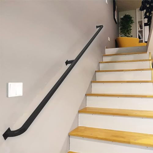 Pasamanos de Hierro Forjado Negro - Kit Completo de 1/2/3/4/5/6 Metros de Barandilla de Escalera para Exteriores e Interiores, Pasamanos de Pared, Soporte de Seguridad, Barra de Agarre ( Size : 5.1m )