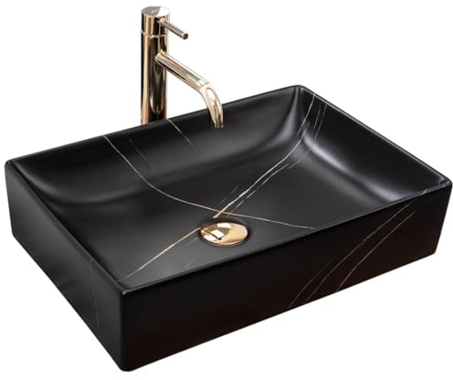 GTM Design Aufsatzwaschbecken Matt INGA Modern Waschbecken ohne Hahnloch - Elegant Aufsatzwaschbecken Oval für Badezimmer und Gäste WC - nur Bad Waschbecken - Modell 5