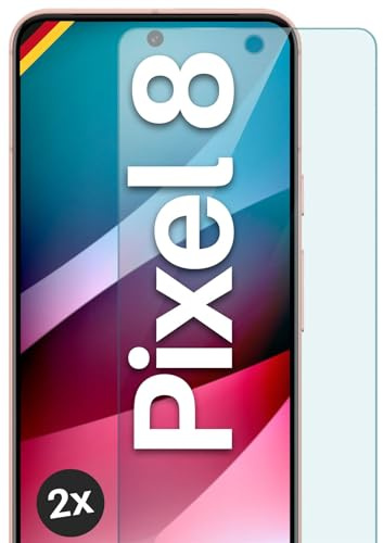 moex Schutzfolie für Google Pixel 8 Glas 9H Härte, gehärtetes Schutzglas, Panzer Schutz Glas Displayschutz Folie, kompatibel mit jeder Handy Hülle, ShockProtect 2 Stück