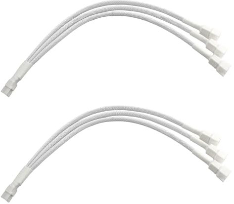 ZZHXSM 2PCS PWM Fan Splitter Cable 4 Pin One-to-Three Line 27cm Computer CPU Cooling Temperature Control Suitable for Computers Extension Cable Converter White