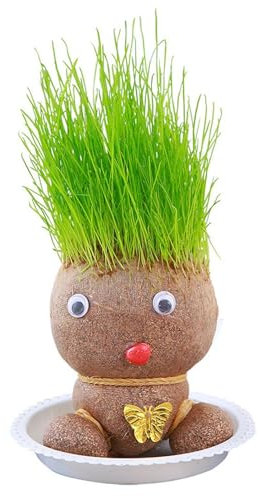 demaxiyad Crecimiento Pelo con Cabeza Hierba, Planta Cabeza Hierba Que Crece En Macetas Bonsai, Maceta De Cabeza De Muñeca, Plantas En Maceta para Niños, Plantas Verdes De Escritorio