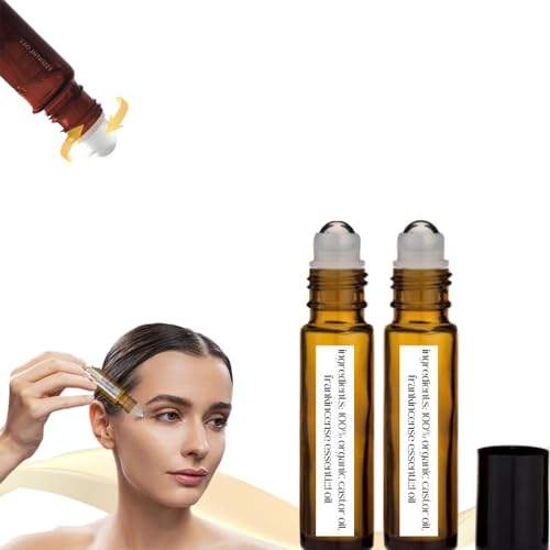 Time Eraser Rollerball Castor Oil - Under Eye Rollerball,Time Eraser 100% pure Castor oil & frankincense essential oil,Reduce Wrinkles, Puffiness, Bags Under Eyes (2Pcs)