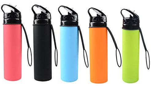 Bsowte Botella plegable de silicona flexible de 600 ml, para viajes, deportes, senderismo, camping, portátil, para bebidas, agua, suministros de regalo, color rojo