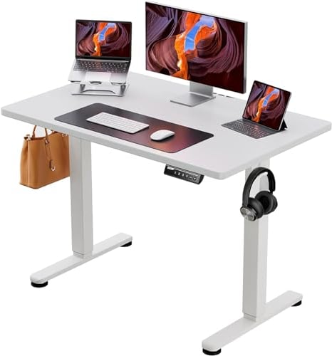 ErGear Electric Standing Desk Height Adjustable 100 x 60cm, Sit Stand Desk with 4 Memory Smart Pannel for Home Office with Splice Board