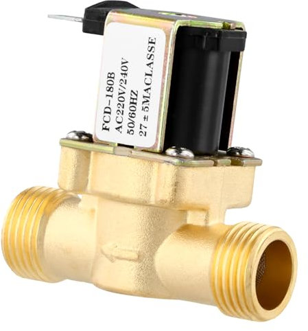 QWORK® G1/2CA 220 V Elettrovalvola Ottone, Elettrovalvola Elettrica, Elettrovalvola Normalmente Chiusa per il Controllo Dell'acqua