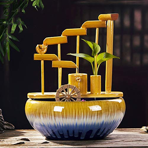 Fontaine D'Intérieur/Fontaine D'Eau Salon Bureau Décoration De Bureau Fontaine Empilée Avec Base En Céramique Humidificateur D'Eau À Circulation Automatique Décore Parfaitement La Table D'Anniversair