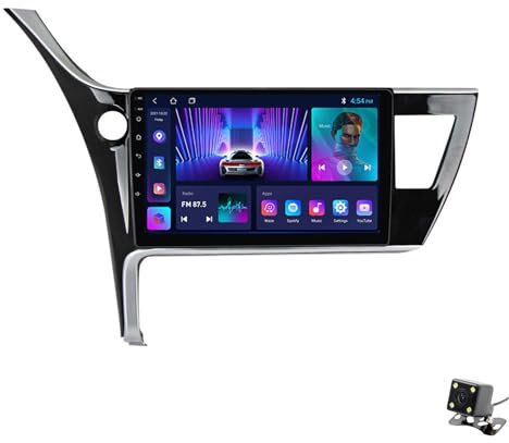 CrtTsks Android 12 Auto Radio Mit Navi Für Toyota Corolla 2017-2019 Autoradio Unterstützt 5G 4G WiFi, Mit Lüfter/Full AV Output 7 Color Button Licht,Rückfahrkamera Lenkradsteuerung,M150cp