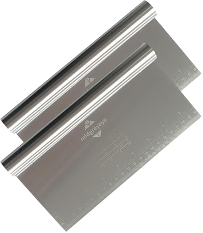 Midgreyeye 2pcs Grande Grattoir À Pâte En Acier Inoxydable Avec Échelle De Mesure,coupe Pate,pizza, Spatule À Pâte - coupe De Cuisine Pour Gâteaux, Cakes, Pizzas, Tartes, Dough (22 * 12.5cm)