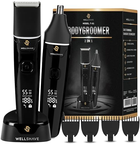 Wellshave 2-in-1 Körperrasierer Herren - Multi-Trimmer für Körper & Bart - Intimrasierer - Body Trimmer Männer - Nasenhaartrimmer - Barttrimmer
