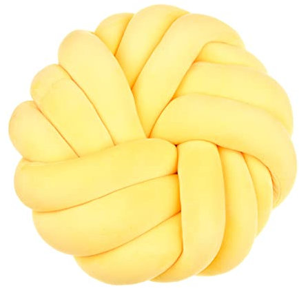 Liemuao Knotenkissen, 35 cm, Knotenkugelkissen, kreativ, handgefertigt, Zopfkissen, für die Dekoration von Sofa, Stuhl, Bett, Auto (Gelb)