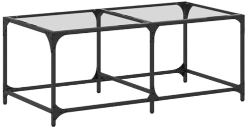 vidaXL Couchtisch mit Glasplatte, Kaffeetisch mit Edelstahlgestell, Sofatisch für Wohnzimmer, Beistelltisch Teetisch, Transparent Stahl