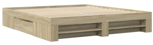 vidaXL Bettgestell, Bettrahmen mit Lattenrost, Schlafzimmerbett Bett mit Stauraum, Doppelbett für Schlafzimmer, Sonoma-Eiche 180x200cm Holzwerkstoff