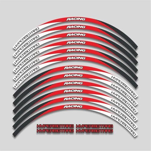 JTWMTY Moto Riflettente Bordo del Cerchio Strisce Riflettenti Adesivi Ruota per Ducati per Hypermotard 939 821 796 950 1100(Style 11)