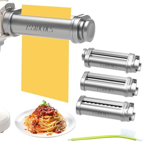 Nudelaufsatz für Bosch Mum5 Mum4 Zubehörteile, Nudelvorsatz aus SUS304 Edelstahl, Pasta Roller Edelstahl Spaghetti Fettuccine Kompatibel mit BOSCH Küchenmaschinen MUM5 MUM4 und Teil der MUM2 Serie