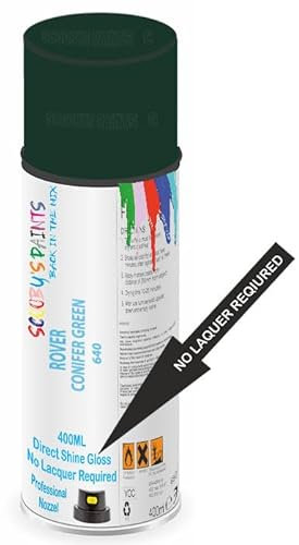 SCOOBYS PAINTS BACK IN THE MIX Direct Gloss Aerosol Spray Paint For Rover Conifer Green Code: 640 No Lacquer Required