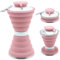 FANWINKJ Collapsible Water Bottle, 500ml BPA-Free Silicone Foldable & Reusable Lightweight Travel Bottle with Leak-Proof Cap and Carabiner for Sports, Hiking, Camping, and Outdoor Activities (pink)