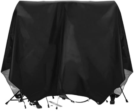 Staubschutzhülle für elektronisches Schlagzeug-Kit, Wasserabweisende Oxford Abdeckung mit Eingenähten Gewichteten Ecken, Trommelset-Zubehör, Schwarz (275x200cm)