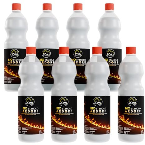 ZOMAHOME Bioetanolo Liquido per Stufa e Camino - Bioetanolo inodore ad Alto Potere Calorico - Bioetanolo per camino inodore ideale per interni, Liquido bioetanolo di origine vegetale - 8 Litri