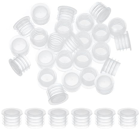 PATIKIL Salt and Pepper Shaker Stoppers 13mm/0.51, 50Pcs Plastic Salt Shaker Plug Replacement Reusable Clear Round End Cap for Pots Bottles Pipes