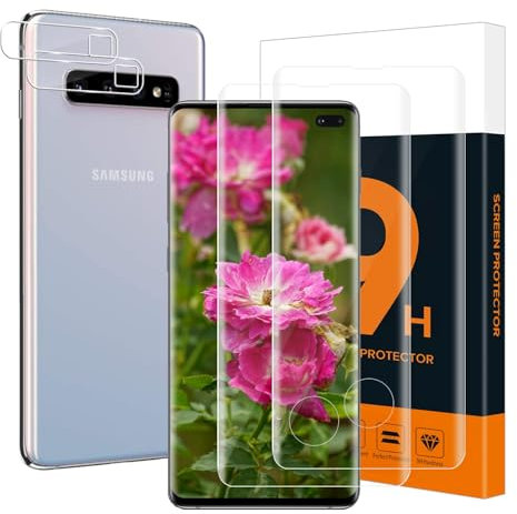Carantee Schutzfolie für Panzerglas für Samsung Galaxy S10 Plus, 2+2 Stück 9H Härte S10 Plus Schutzglas mit Kameraschutz, Sensitive Touch, 3D Kante, Hohe Auflösung Transparent S10 Plus Displayschutz