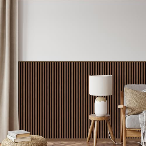 REESE Wandpaneele Eiche Nussbaum | Kabelkanal 125 cm | Deckenpaneele | Wandverkleidung | kein Bohren | MDF