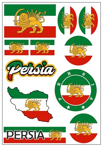 Daged Persien Iran Aufkleber Karte 10 Stück Stickerbogen - PKW Auto Motorrad Biker Flagge Fahne Deko AK