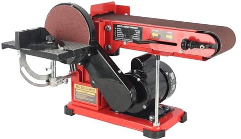 Belt Sander with 4 x 36 Belt & 6 Disc, Steel Base, Dust Ports, Sandpapers Included - Heavy-Duty Woodworking Tool (BD46N-II Belt-Disc Sander with Dust)