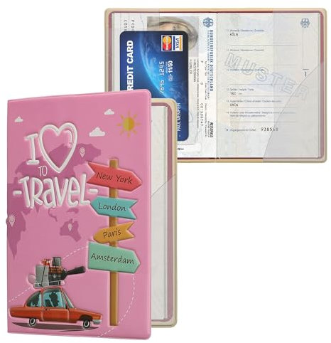 kwmobile Reisepass Kunststoff Schutzhülle - Ausweis Hülle Impfpass Schutz - Cover Reisepasshülle Ausweishülle - Ich Liebe das Reisen