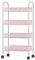 simpa 3 & 4 Tier Metal Multipurpose Wheeled Storage Basket Trolley Utility Carts. (Pink, 4 Tier)