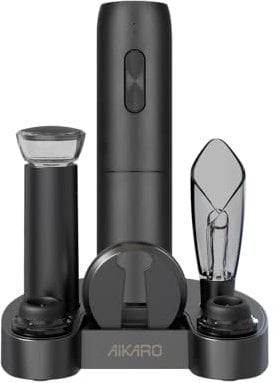AIKARO - Electric Wine Bottle Opener Automatic Corkscrew, Rechargeable (Set C)