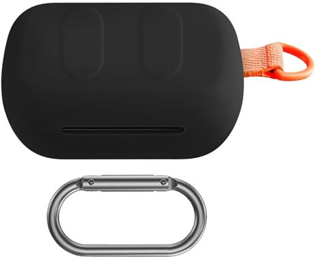 VAEKNVG Silicone Case for Skullcandy Dime 3, Shockproof Protective Earbuds Cover with Keychain Accessories(Black)
